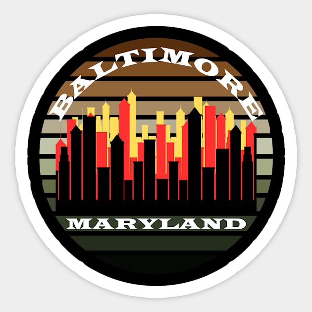 BALTIMORE MARYLAND CITY SCAPE DESIGN Sticker by The C.O.B. Store